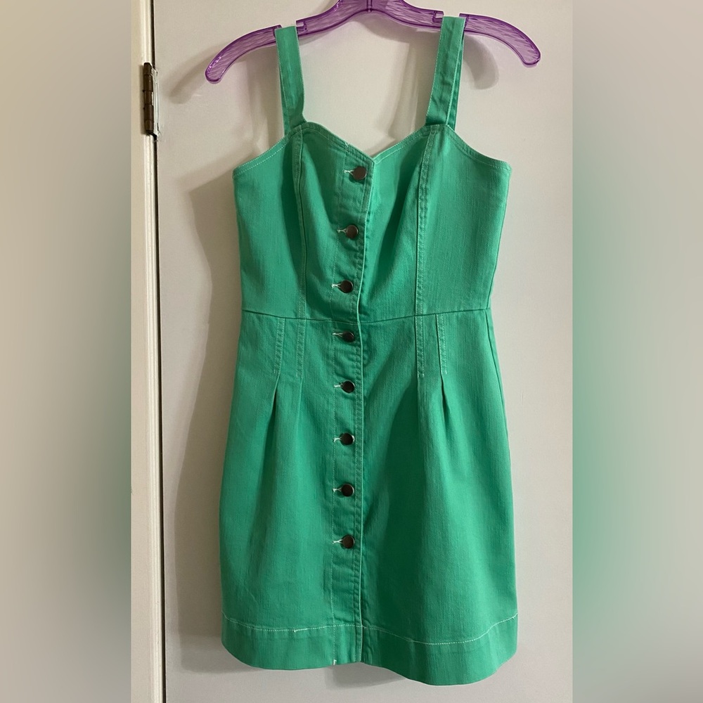 Gianni Bini Vibrant Green Button-Front Mini Dress